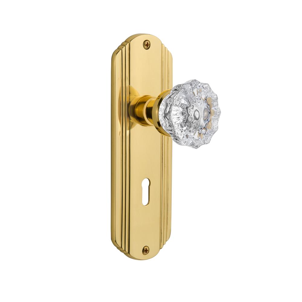 Nostalgic Warehouse DECCRY Single Dummy Deco Plate with Crystal Knob in Polished Brass